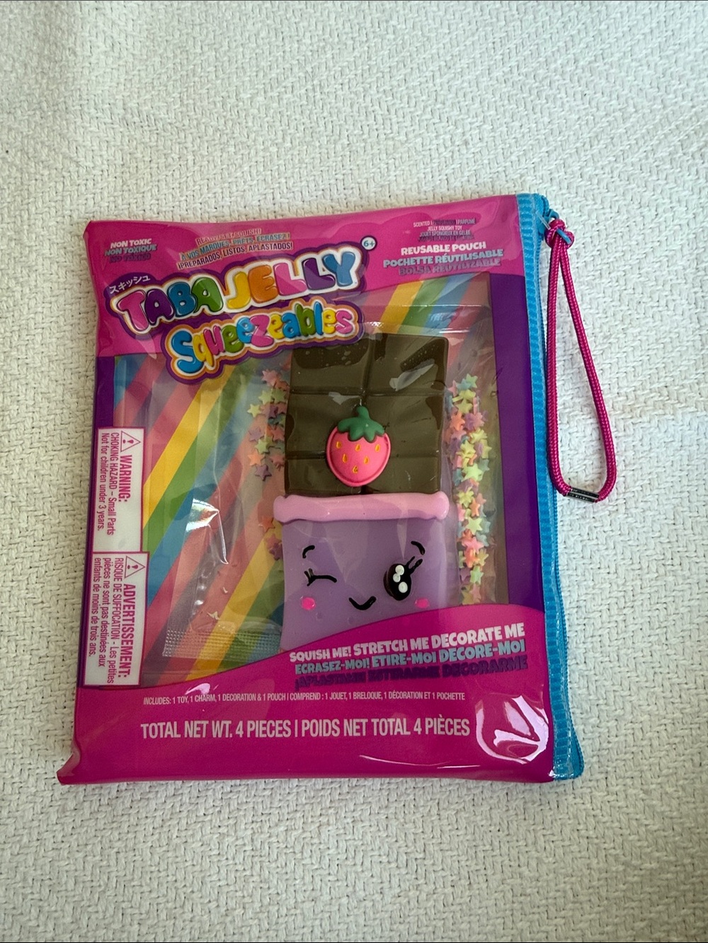 Taba Jelly Candy Bar with Strawberry Squishy withReusable Pouch (Five Below)